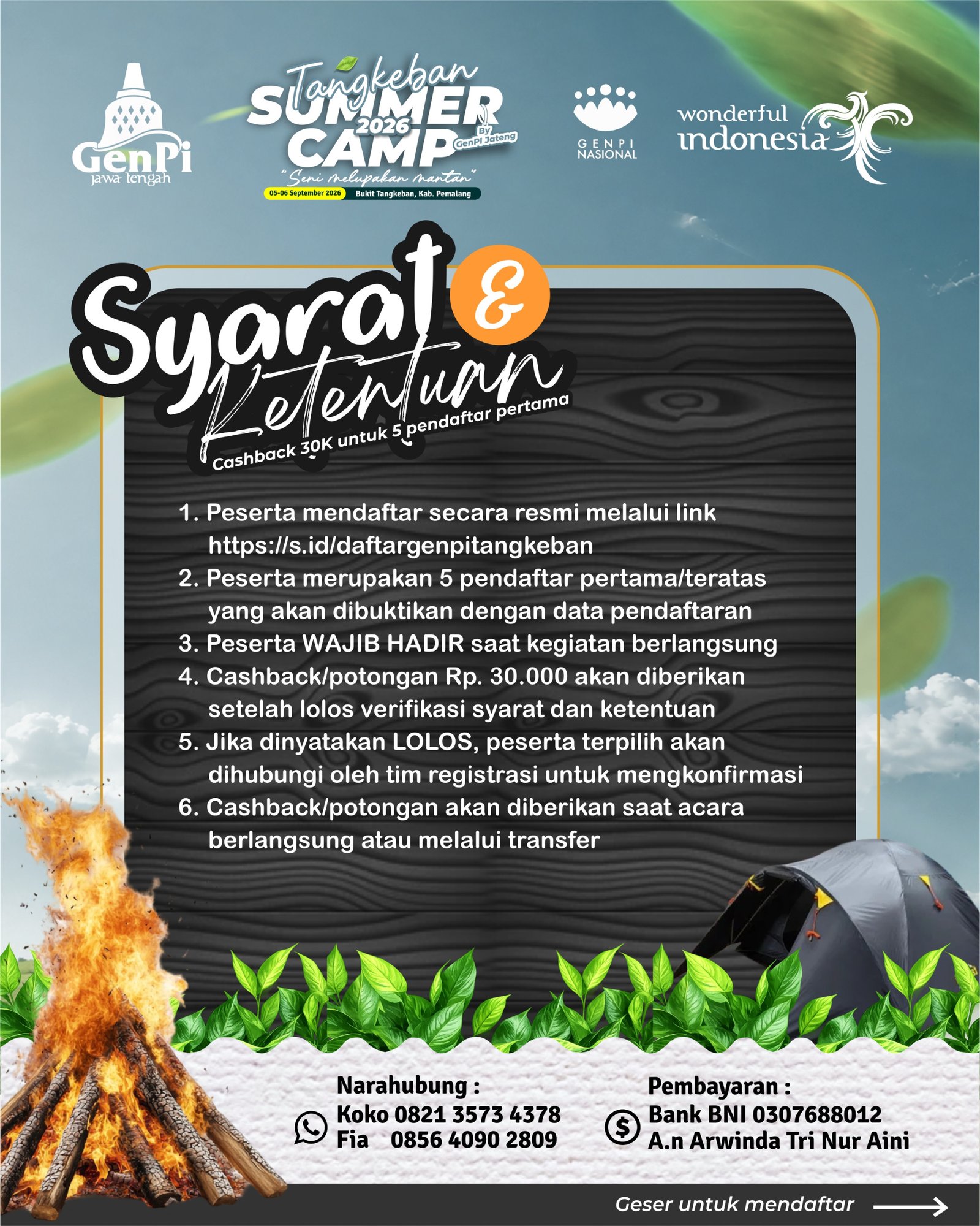 Syarat dan ketentuan cashback Tangkeban Summer Camp 2026