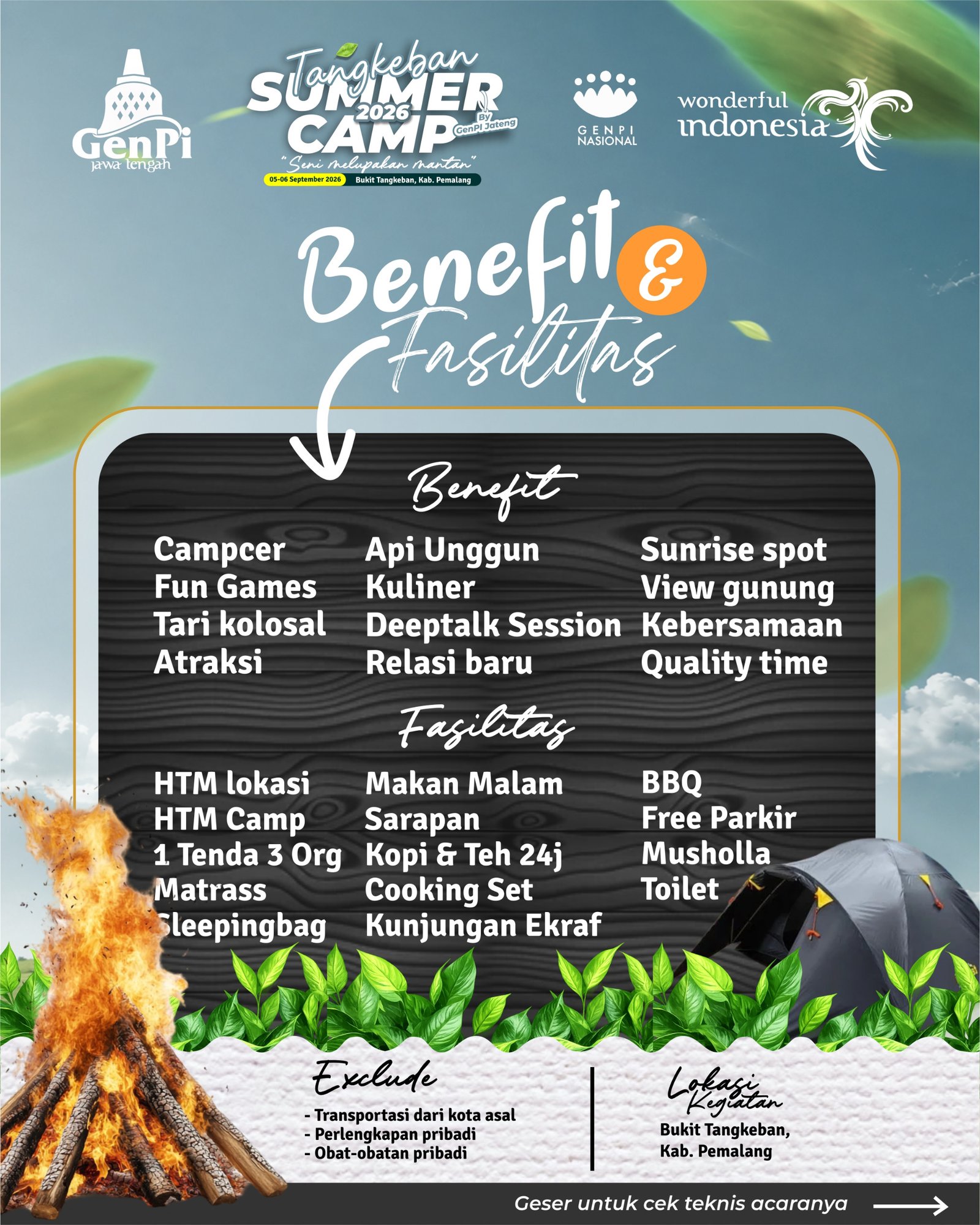 Benefit dan fasilitas Tangkeban Summer Camp 2026